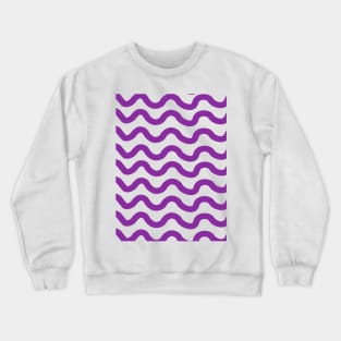 Purple horizontal wavy lines pattern Crewneck Sweatshirt